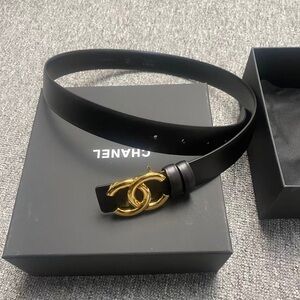 💫 Chanel Reversible CC Belt 85cm Black Leather Gold
